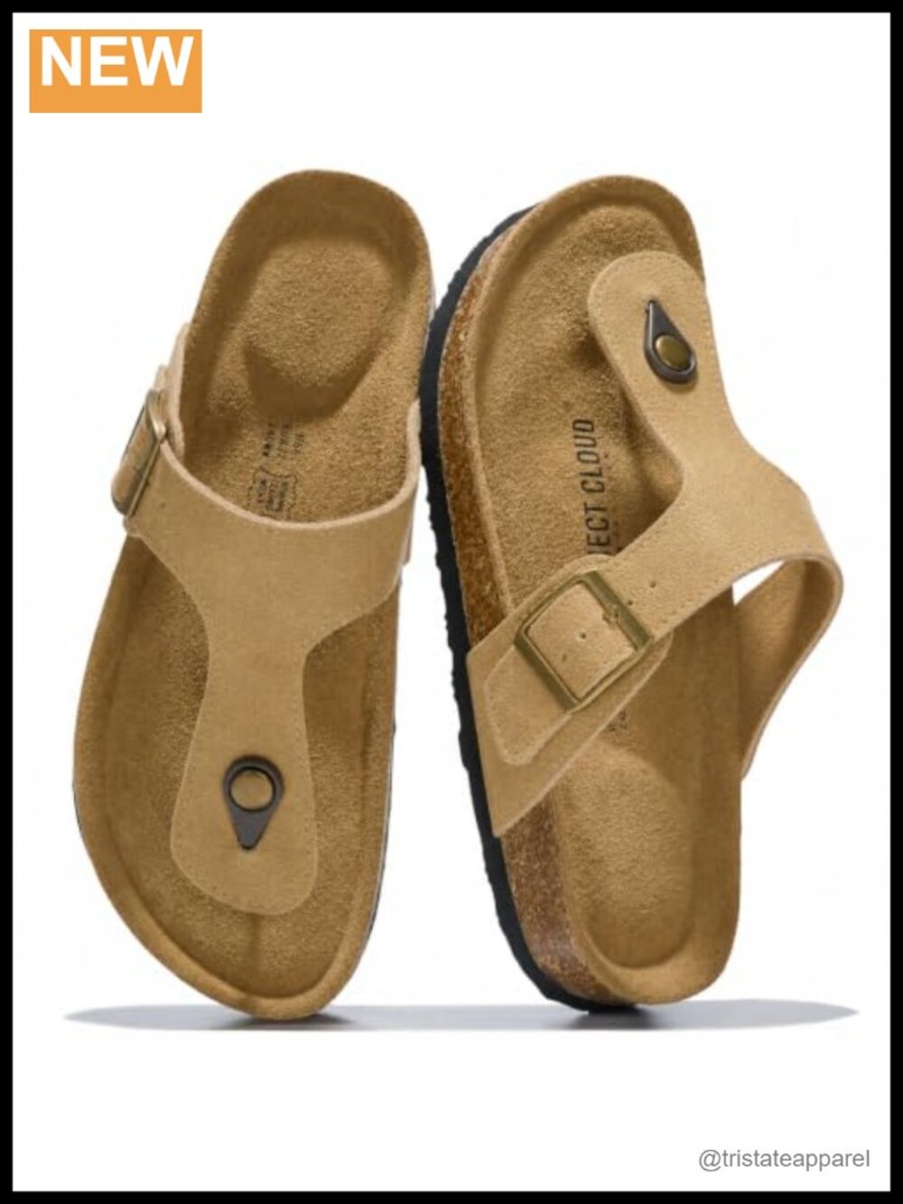 Genuine Leather Flip Flops Women Slides Thong Sandals Memory Foam Cork